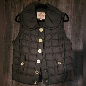 Juicy Black Quilted Vest with Gold Accents